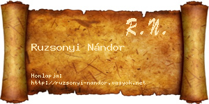 Ruzsonyi Nándor névjegykártya